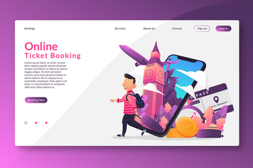 Online Ticket Booking - Web Header & Vector