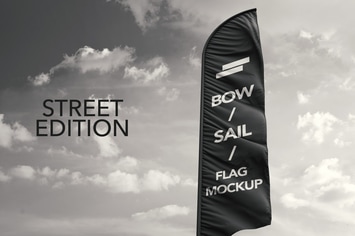3D Flags Feather / Bow / Sail Flag Mockup