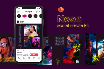 Neon Social Media Kit - PowerPoint
