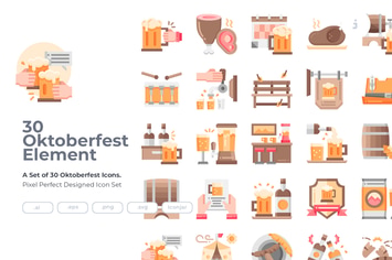 30 Oktoberfest Icons - Flat