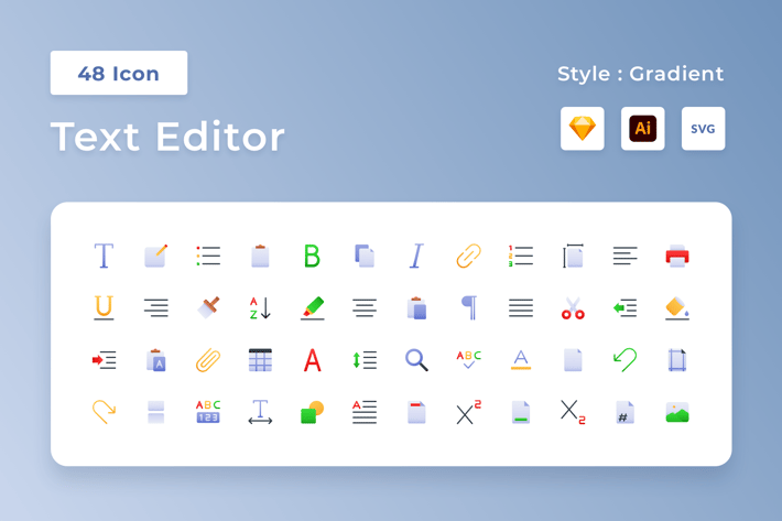 Text Editor Gradient Icon Set