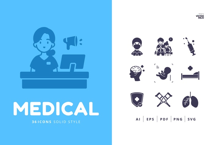 36 Medical Icons Solid Style
