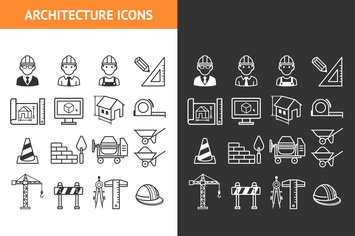 Architecture Construction Building Icon Set.