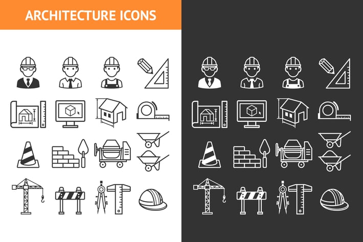 Architecture Construction Building Icon Set.