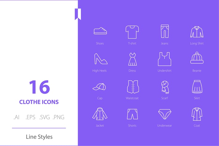 Clothes Icon Set Line Styles