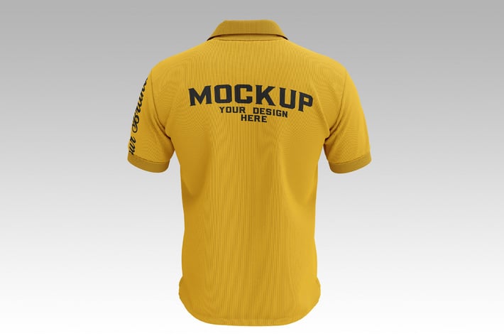 Men's Short Sleeve Polo Shirt Mockup. Back Side