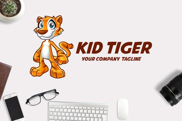 Kid Tiger Mascot Logo