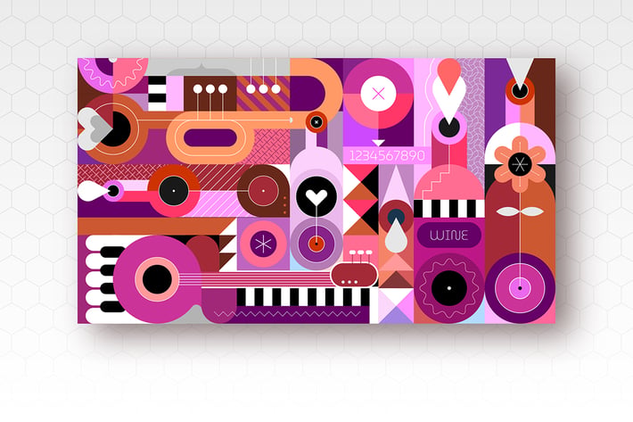 Wine and Music Composition vector illustration