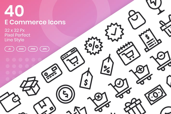 40 E-Commerce Icons Set - Line