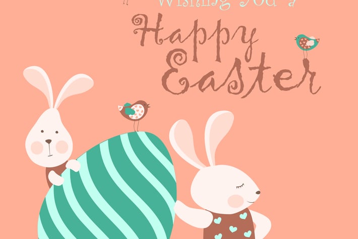 Easter bunnies and easter eggs. Vector 