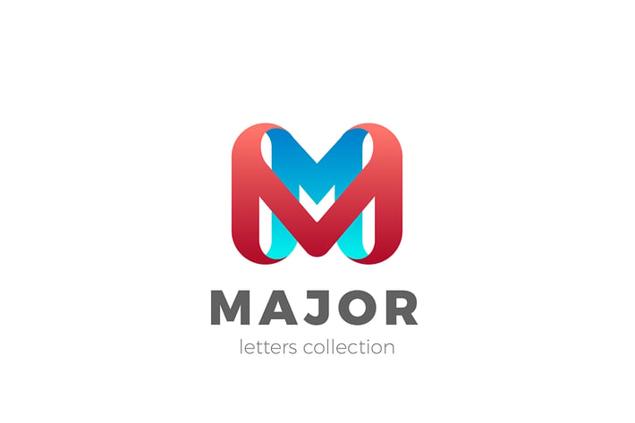 Letter M Logo design 3D Ribbon style