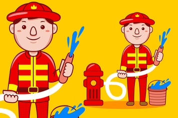Fire Fighter Profession Cartoon Vector