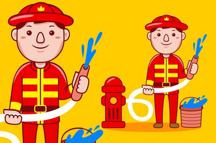 Fire Fighter Profession Cartoon Vector