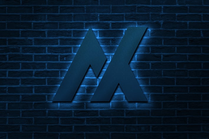 logo on brick wall with neon mockup