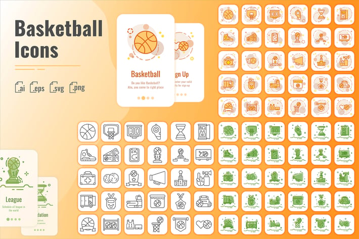 30 Outline Iconset Basketball with 3 styles