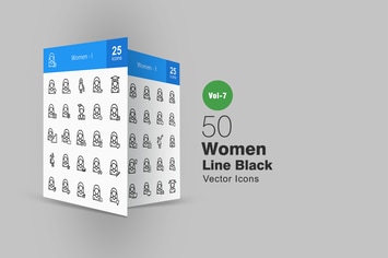 50 Women Line Icons