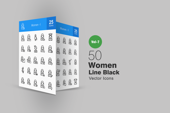 50 Women Line Icons