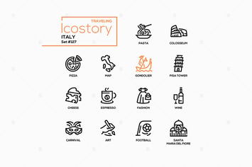 Italy - Modern Line Design Style Icons Set