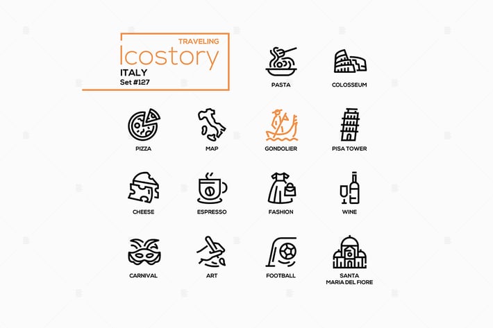 Italy - Modern Line Design Style Icons Set