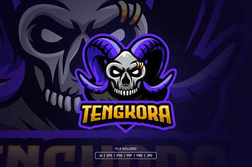 Skull horn esport logo template