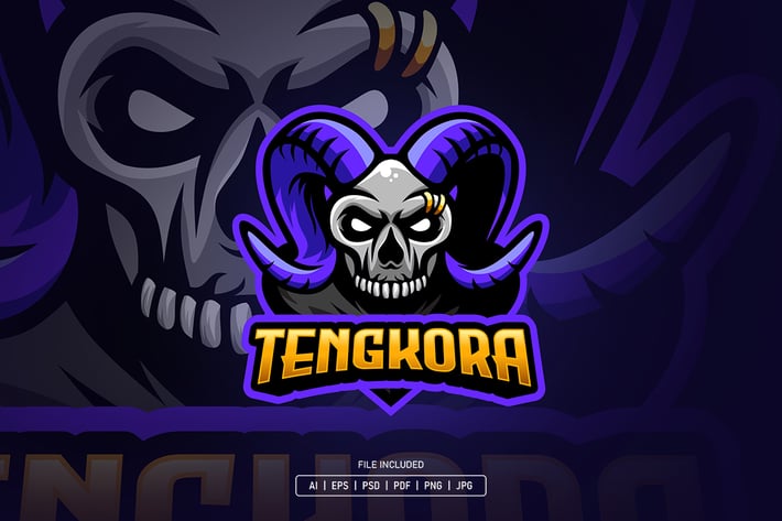 Skull horn esport logo template
