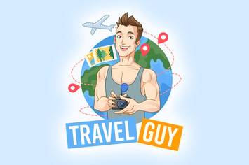 Cartoon Tourist Traveling Holding Camera Logo