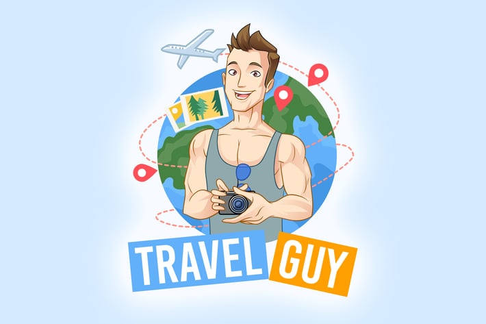 Cartoon Tourist Traveling Holding Camera Logo