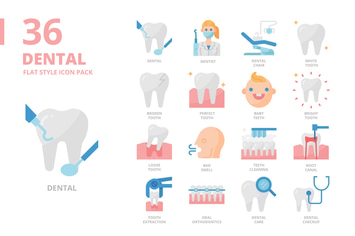 Dental Flat Style Icon Set