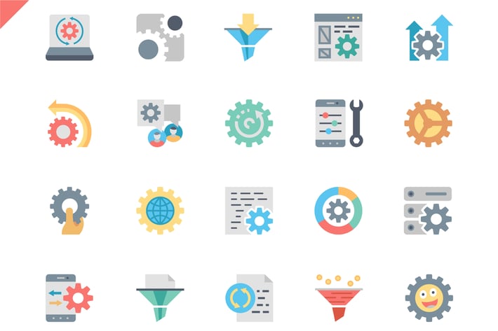 Simple Set Data Processing Flat Icons