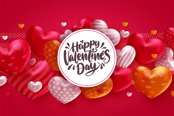 Happy valentines day text with heart shape