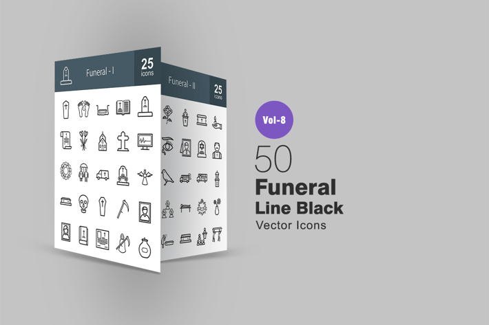 50 Funeral Line Icons