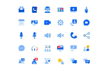 Video Call and Online Communication Icons Set 