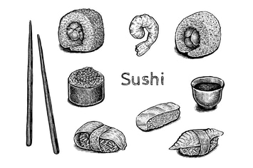 Sushi set (vector and raster)