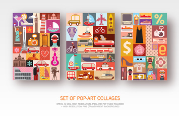 Set of Pop-Art collages, vector designs