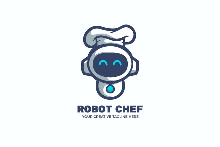 Robot Chef Cooking Cartoon Mascot Logo Template