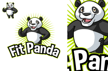 Fit Healthy Panda Mascot Logo