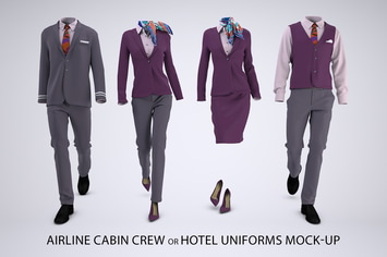 Airline Cabin Crew or Hotel Uniforms Mock-Up