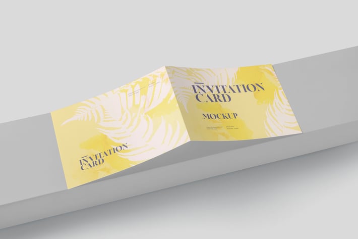 Two Fold Landscape Invitation Card Mock-ups