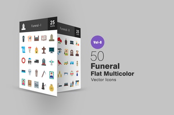 50 Funeral Flat Multi-color Icons