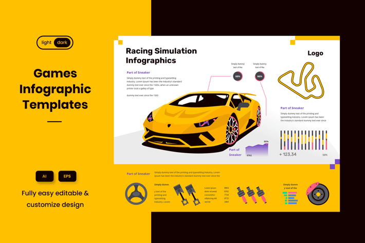 Cool Infographic Template for Racing & Online Game
