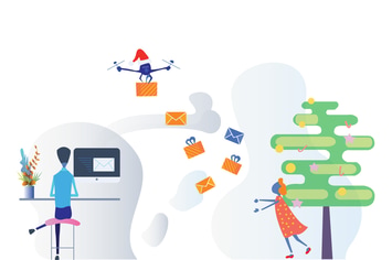 Drones Delivery of Gifts Noel Illustration
