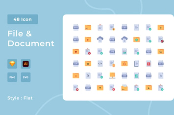 File And Document Flat Style Icon Pack