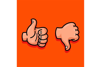 Cartoon Thumbs Up Thumbs Down