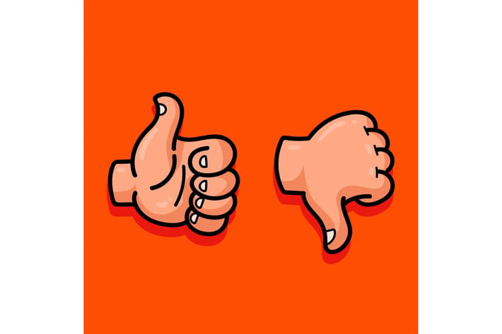 Cartoon Thumbs Up Thumbs Down