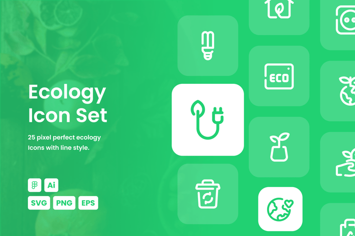 Ecology Dashed Line Icon Set