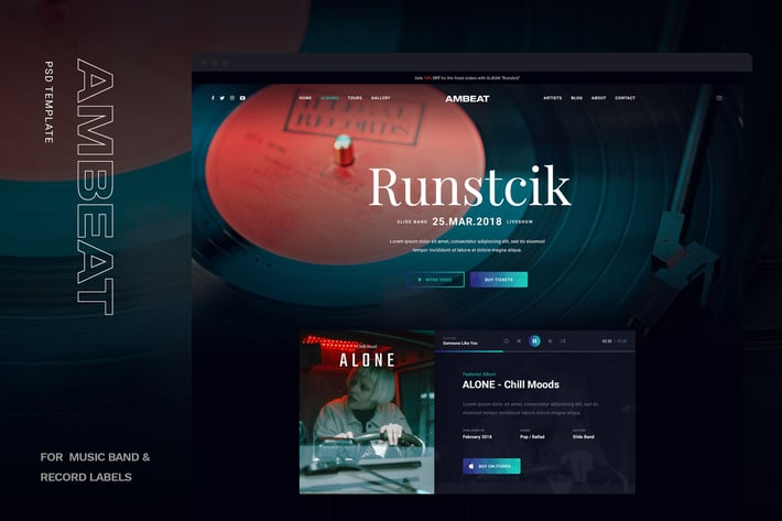 Ambeat - PSD Template for Music Theme