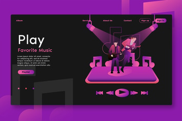 Play Music Apps - Web Header & Vector