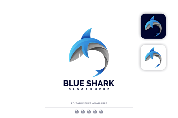 Blue Shark Gradient Logo