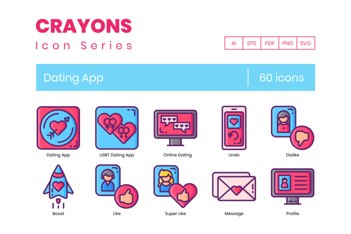 60 Dating App Icons 
