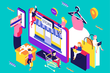 Online Store Isometric Illustration
